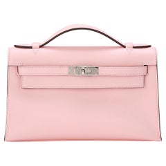 Hermès Kelly Pochette Rose Sakura Swift Hardware Palladium