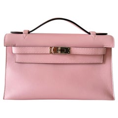 Hermès Kelly Pochette Rose Sakura Swift Palladium Hardware