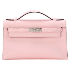 Hermès Kelly Pochette Rose Sakura Swift Palladium Hardware