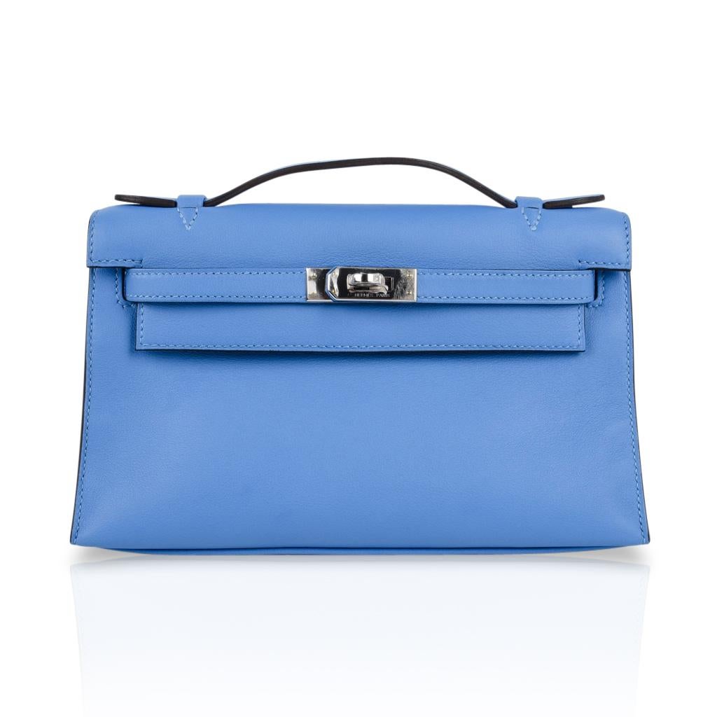 Hermes Kelly Pochette Sublime Blau Paradis Swift Palladium 1