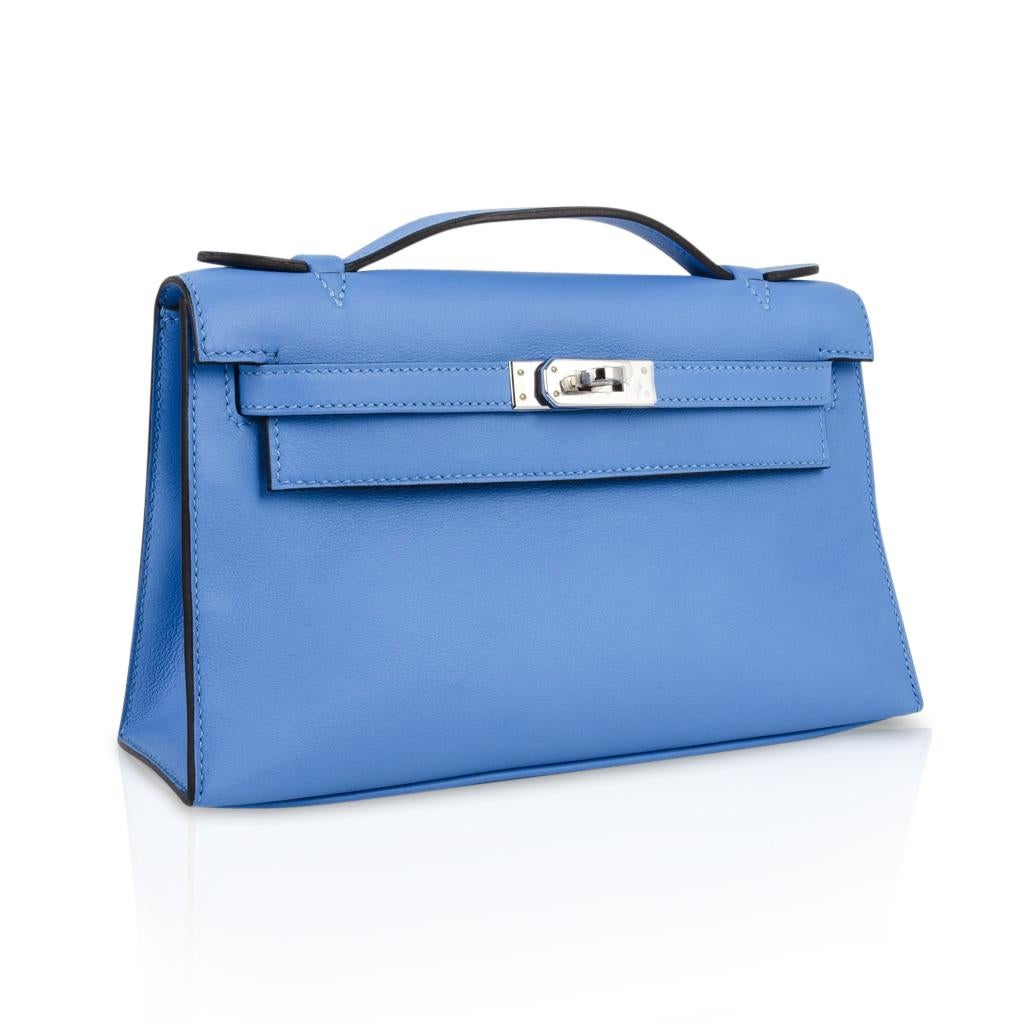 Hermes Kelly Pochette Sublime Blau Paradis Swift Palladium 2