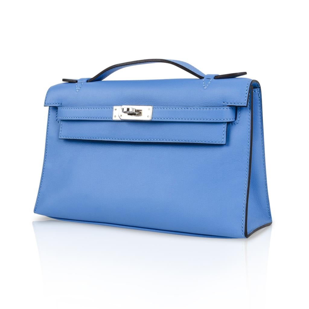 Hermes Kelly Pochette Sublime Blue Paradis Swift Palladium 1