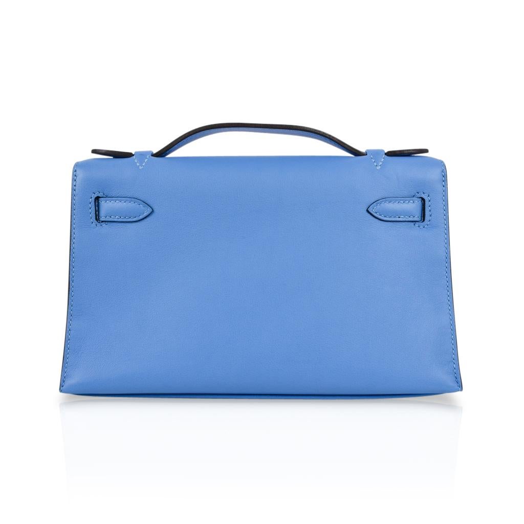 Hermes Kelly Pochette Sublime Blau Paradis Swift Palladium 5