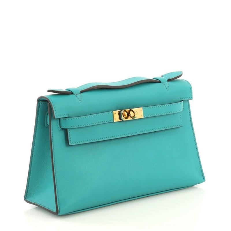 hermes kelly pochette swift bleu paon