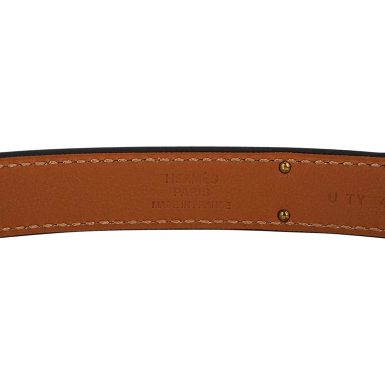 Hermes Belt Clou de Selle Black High Waist Box Leather Gold Hardware 75 New