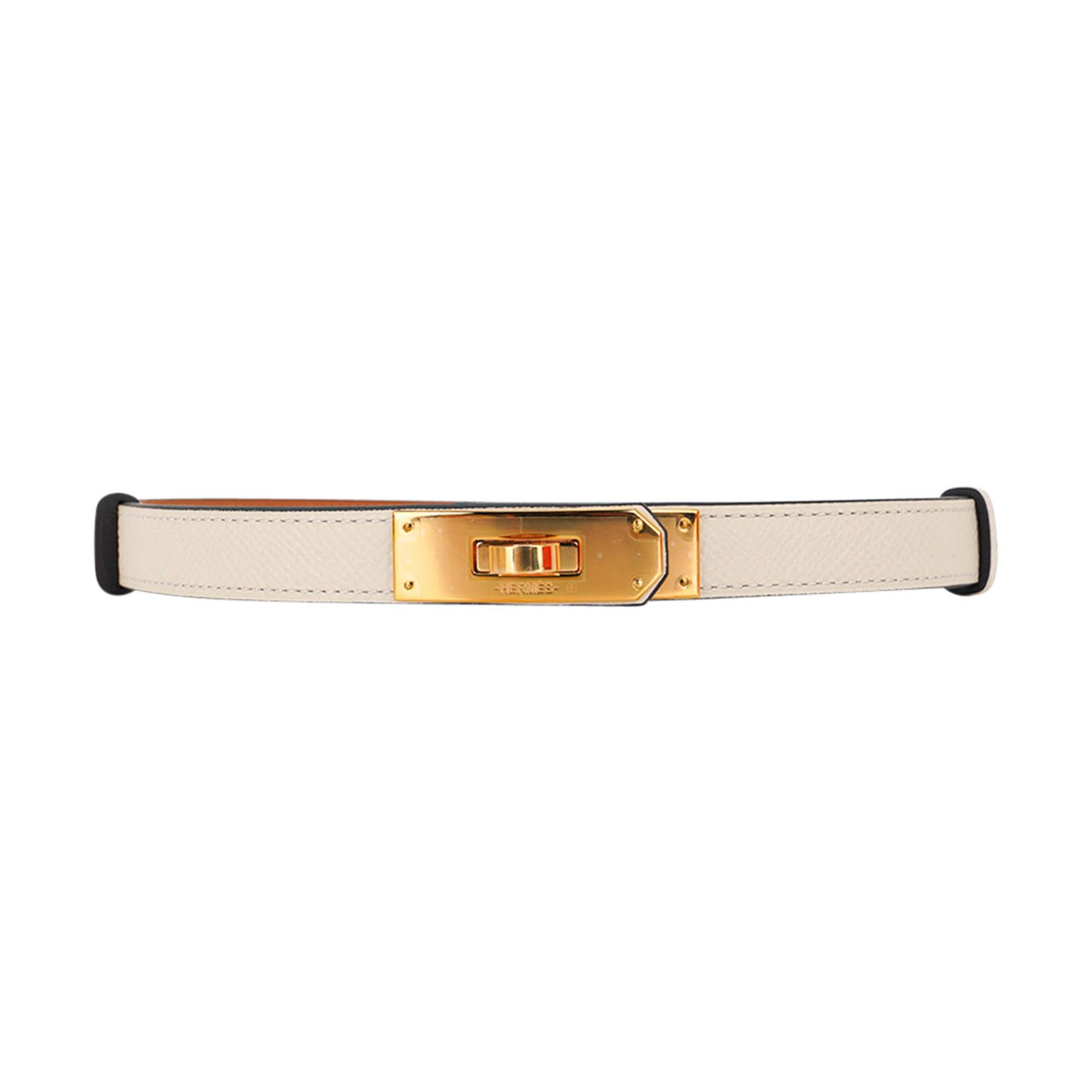 Hermes Kelly Pocket Adjustable Craie Belt Gold Hardware Epsom Leather 1