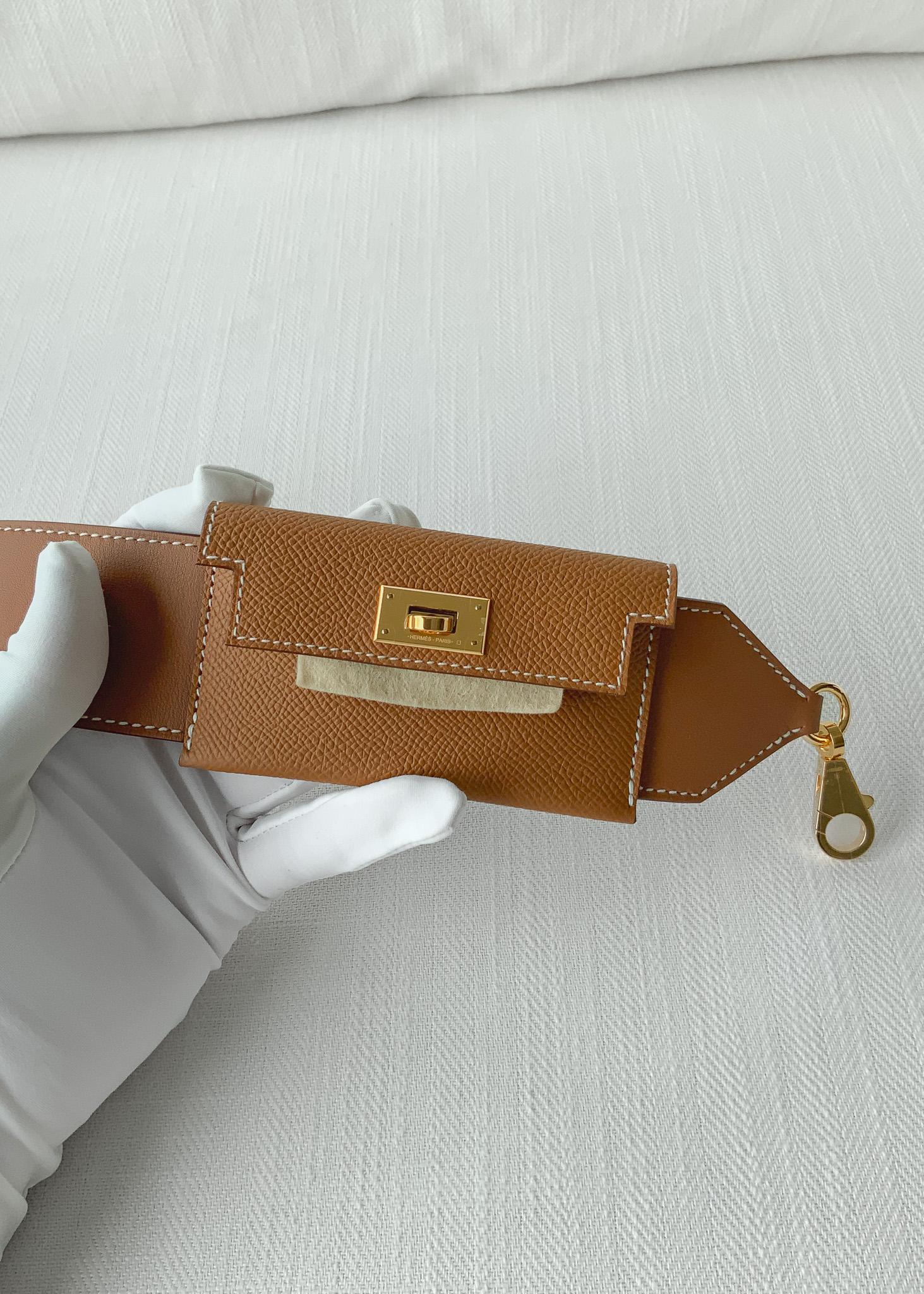Women's Hermès Kelly Pocket Bag Strap 50 mm, Gold With Gold Hardware, B Stamp 2023