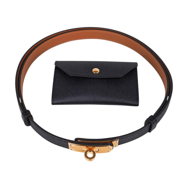 Hermes Kelly Pocket Belt Adjustable Black Epsom Leather Gold Hardware at  1stDibs