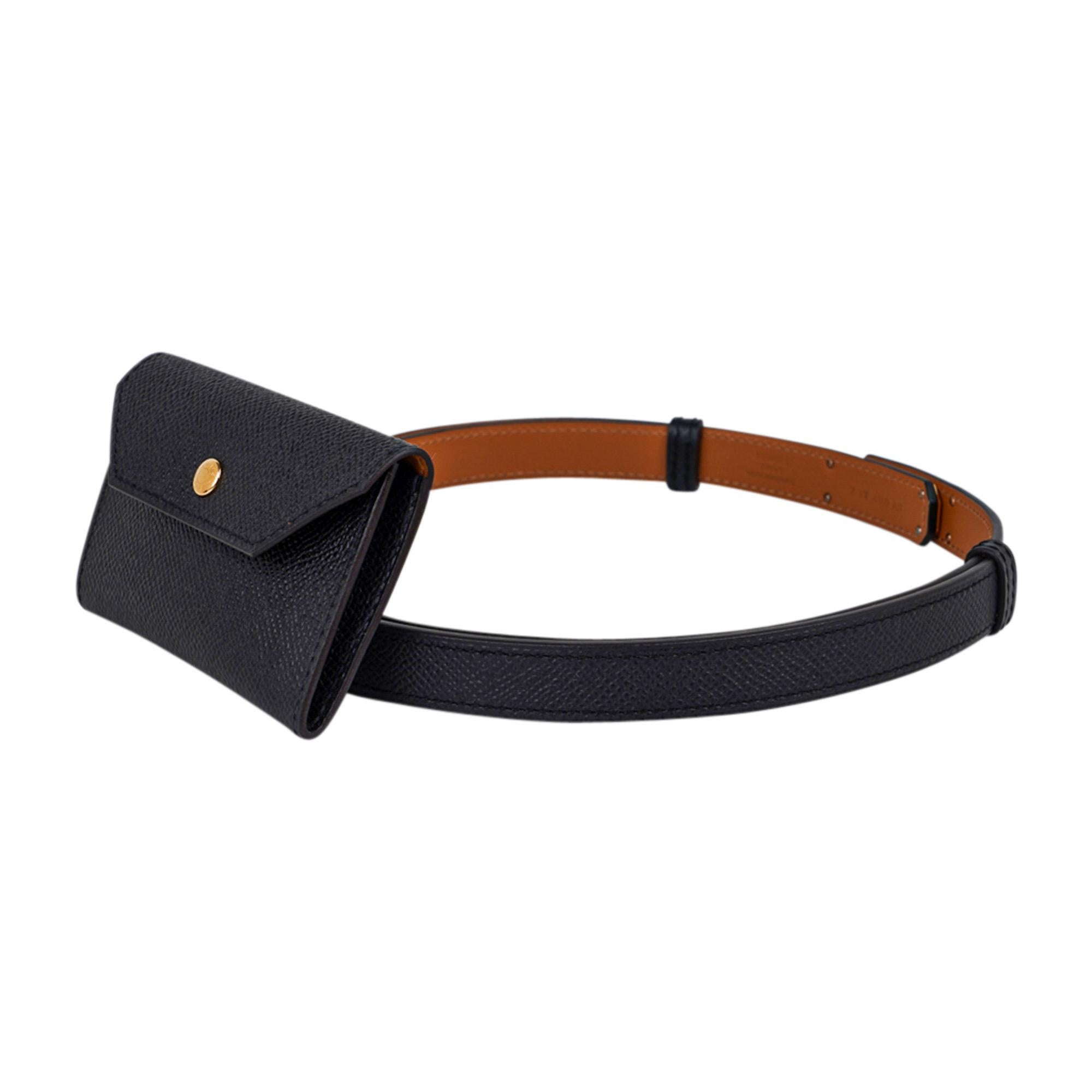 Hermes Kelly Pocket Belt Adjustable Black Epsom Leather Gold Hardware 1