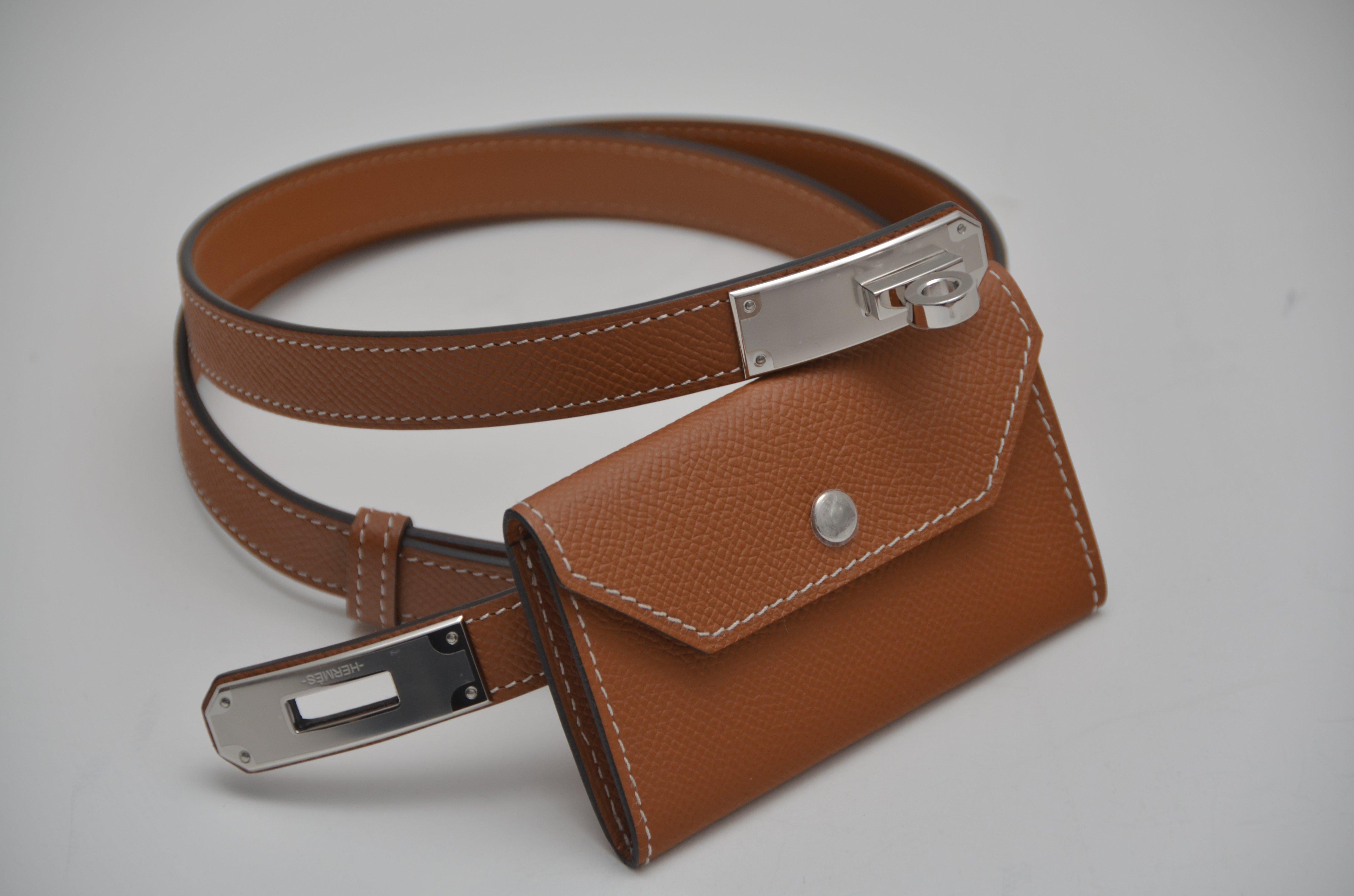 Hermes Kelly Pocket Belt Adjustable Gold Epsom Leather Palladium  Hardware
Super versatile: belt can be worn with or without pouch and can be adjusted between 23.5