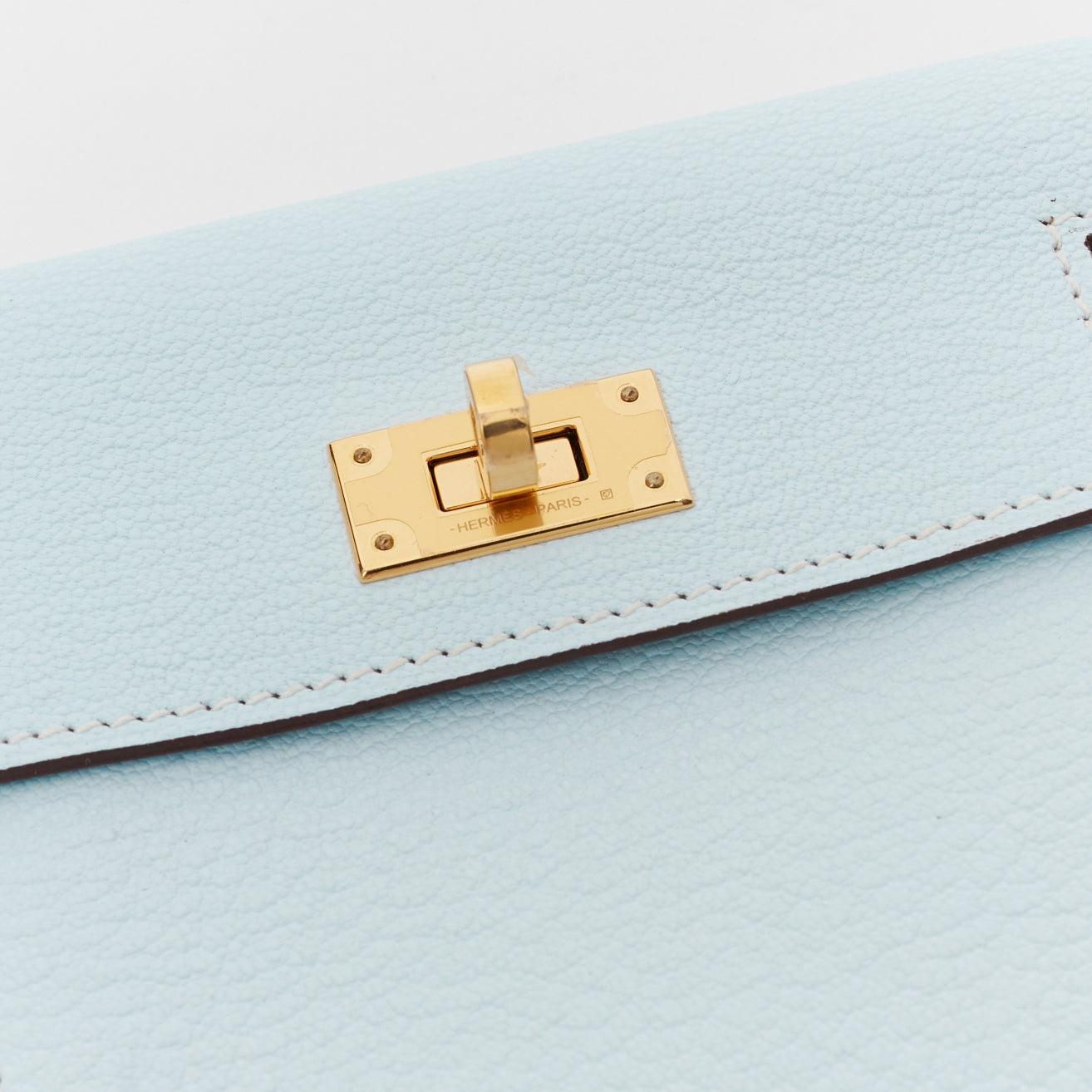 Women's HERMES Kelly Pocket Compact Chevre Mysore Bleu Brume wallet
