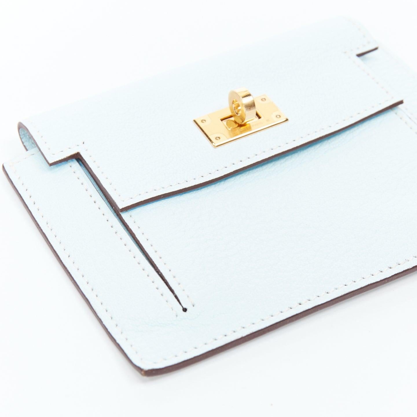 HERMES Kelly Pocket Compact Chevre Mysore Bleu Brume wallet 1