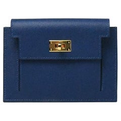 Hermes Kelly Tasche Epsom Kompakte Brieftasche Blau