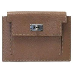 Hermes Kelly Pocket Mysore Phw Compact Wallet Light Brown
