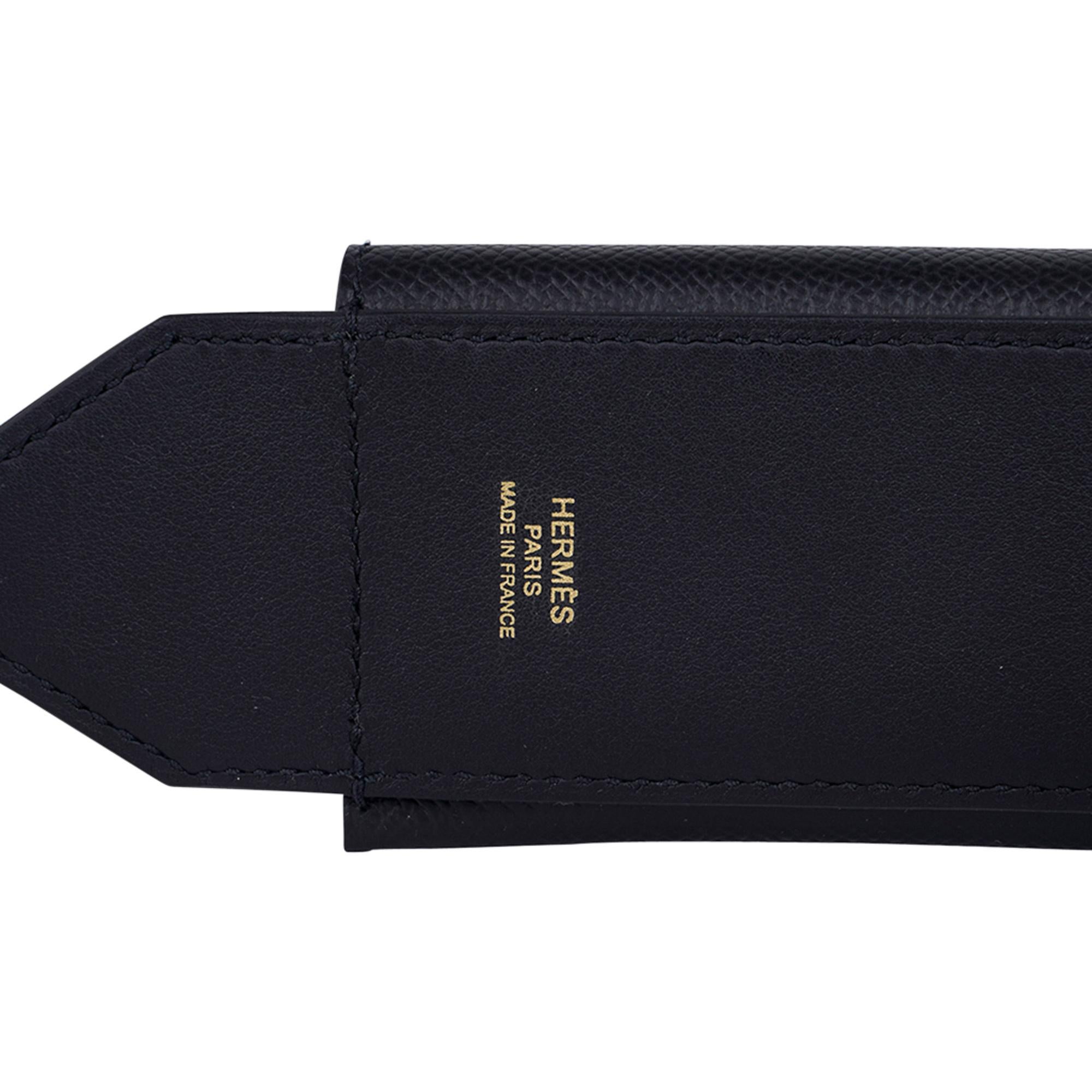 Hermès - Sac à bandoulière à bandoulière « Kelly Pocket » en cuir Epsom noir avec accessoires dorés en vente 6