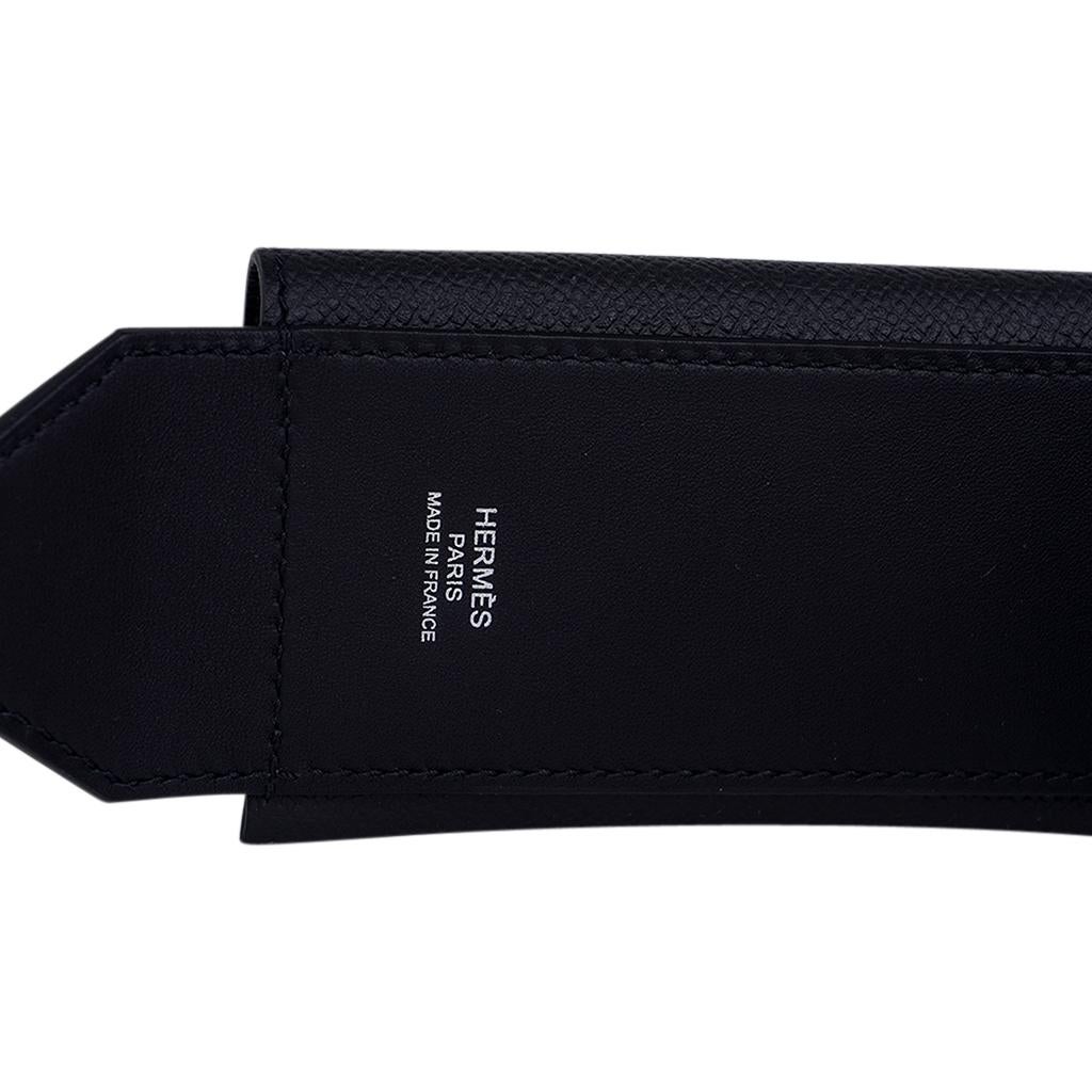 Hermes Kelly Pocket Shoulder Strap Black Swift Epsom Palladium Hardware 1