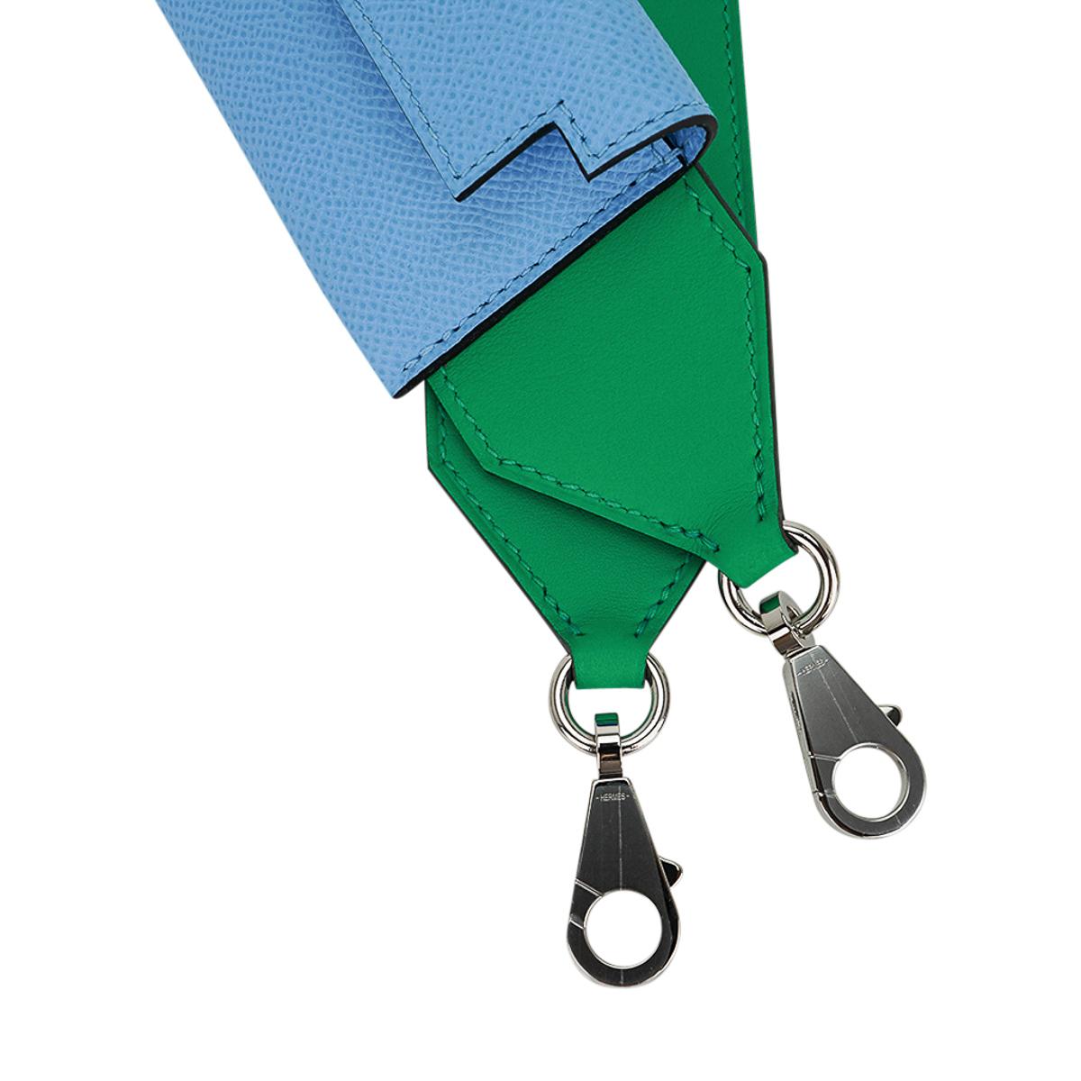 Hermes Kelly Pocket Shoulder Strap Menthe / Blue Celeste Palladium PM 4