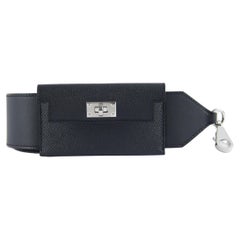 HERMÈS KELLY POCKET STRAP 105CM BLACK Epsom & Swift Leather Palladium Hardware