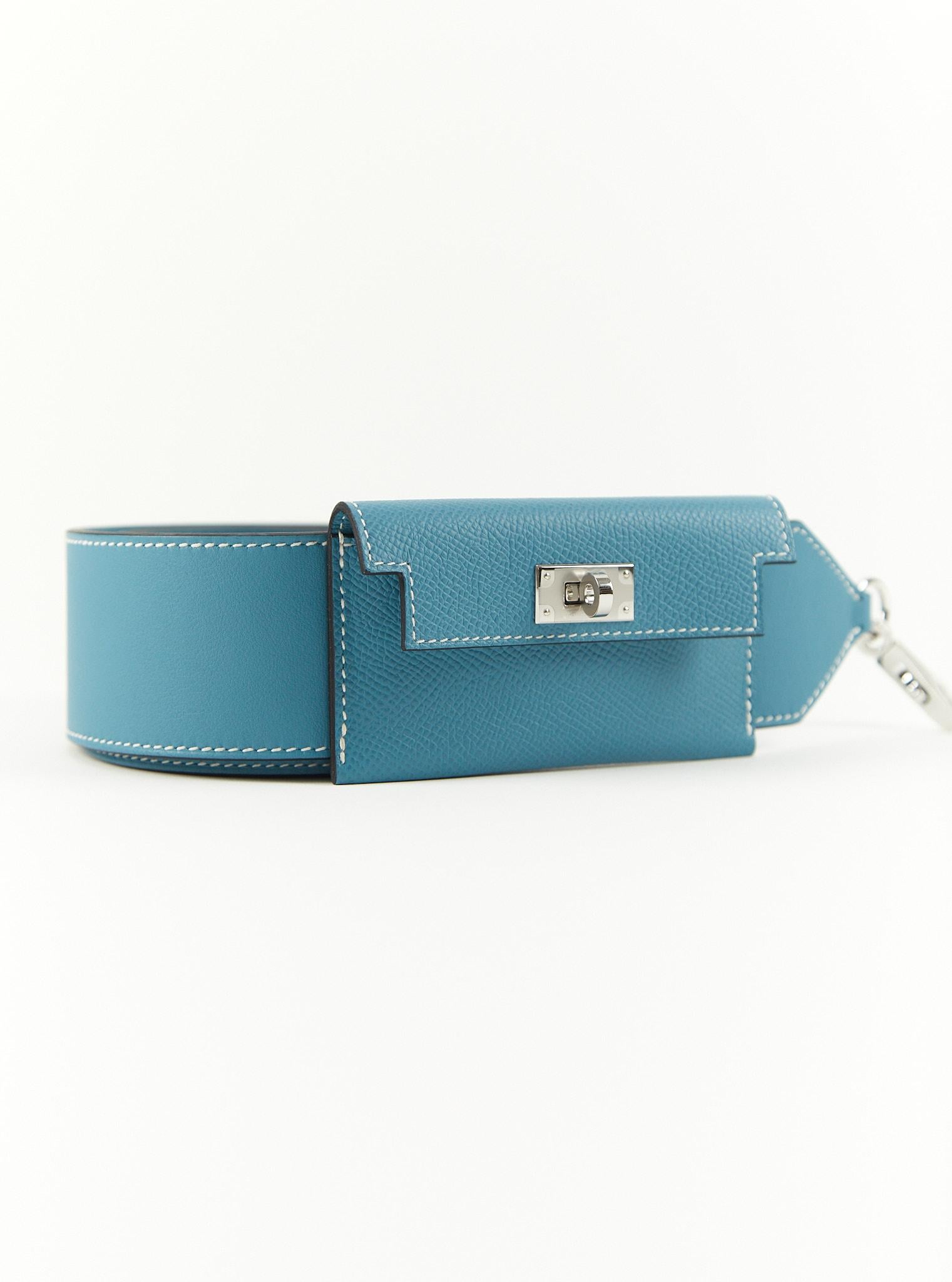 Hermès Kelly Pocket Strap 105cm in Blue Jean

Epsom and Swift Leather With Palladium Hardware

W Stamp / No Receipt 

The 105cm is the longest length strap and enables most people to wear the bag crossbody, as well as on the shoulder

Accompanied