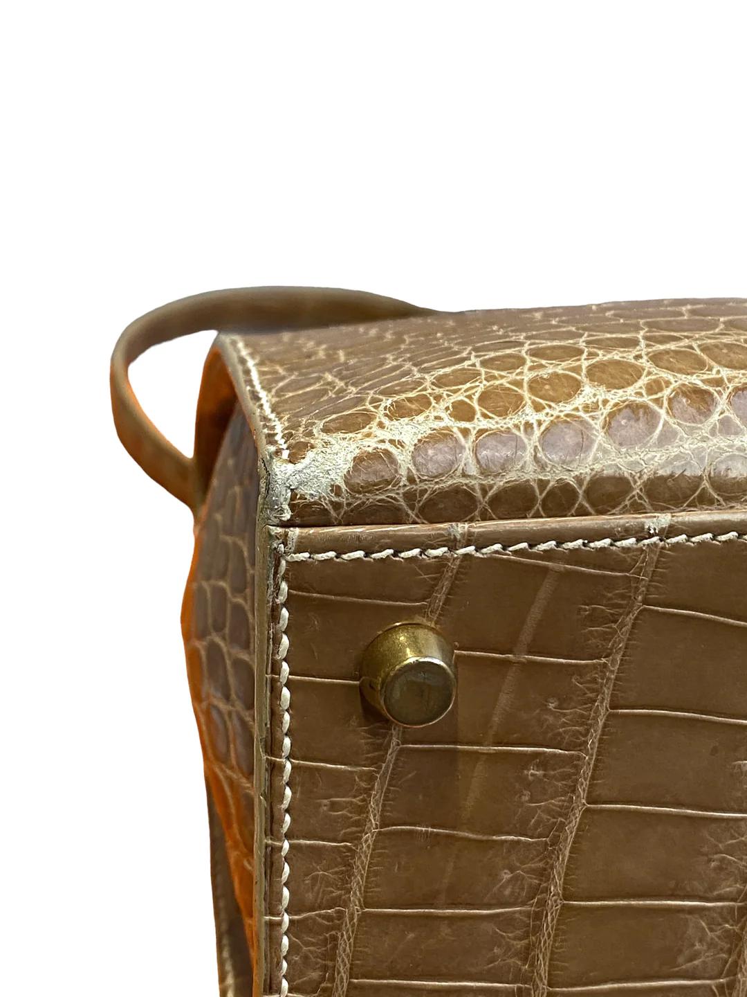 HERMES Kelly Porosus Crocodile Handbag 32 For Sale 5