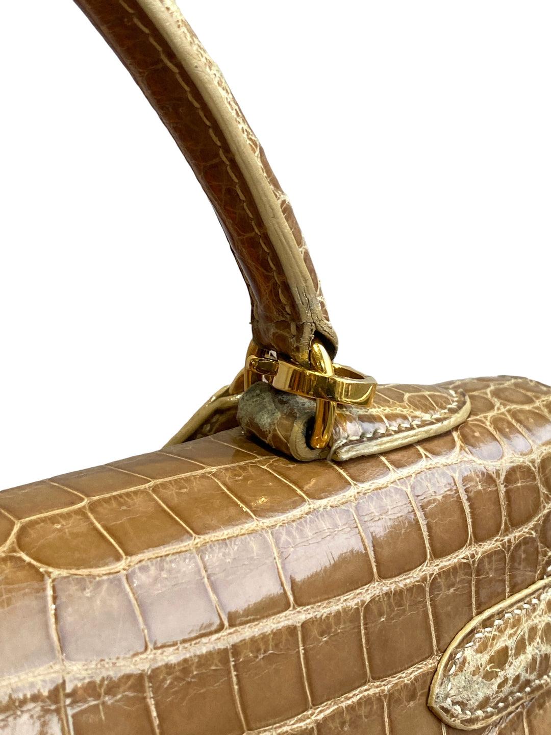 HERMES Kelly Porosus Crocodile Handbag 32 For Sale 2