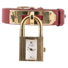 Hermes Kelly Quarz-Uhr aus Leder mit goldener Hardware 20