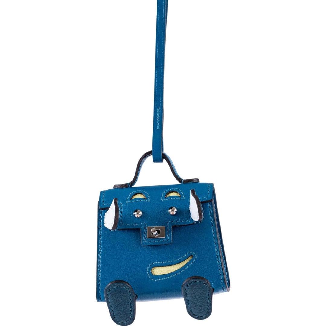 Hermes Rodeo MM Pegase Bag Charm Blue Brume / Vert Bosphore