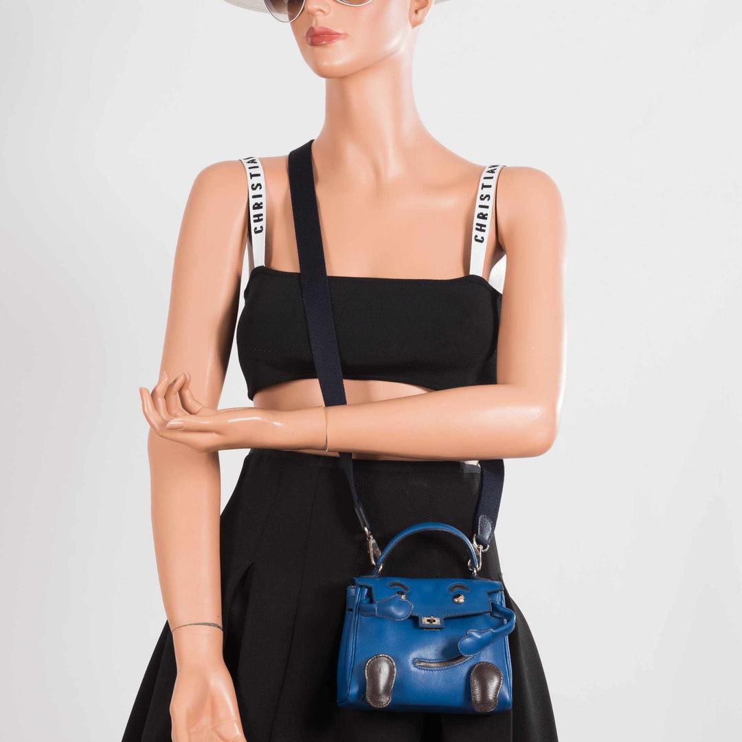 Hermès Kelly Quelle Idole Doll Bag Blue Gulliver Leather Palladium Hardware 2