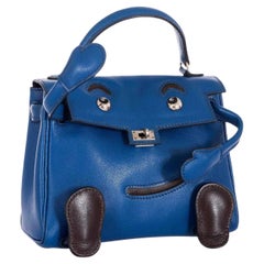 Hermès Kelly Quelle Idole Doll Bag Blue Gulliver Leather Palladium Hardware