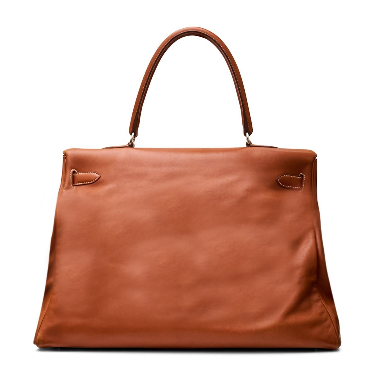 Marrone Hermès Kelly Relax 50 Fauve Sikkim PHW in vendita
