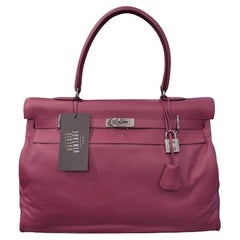 HERMES Kelly Relax 50 Pink Lilac Sikkim Calfskin Leather