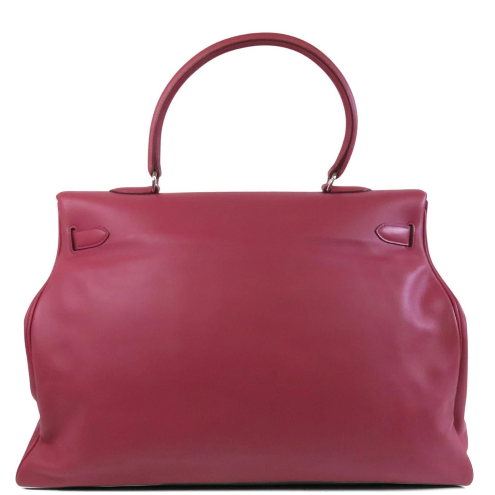 Marron Hermès Kelly Relax 50 Ruby Swift PHW en vente