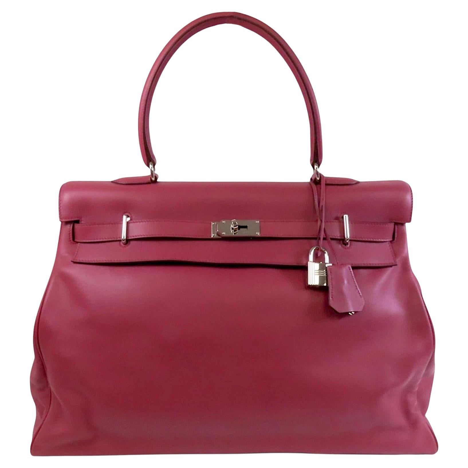 Hermès Kelly Relax 50 Ruby Swift PHW en vente