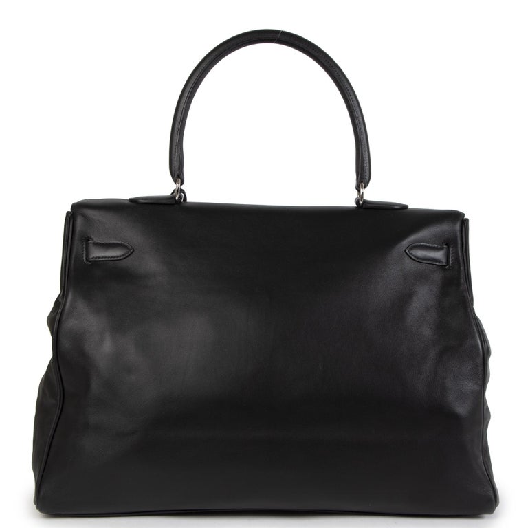 Hermès Kelly Relax 50 Travel Bag Black Sikkim Leather PHW For Sale at ...