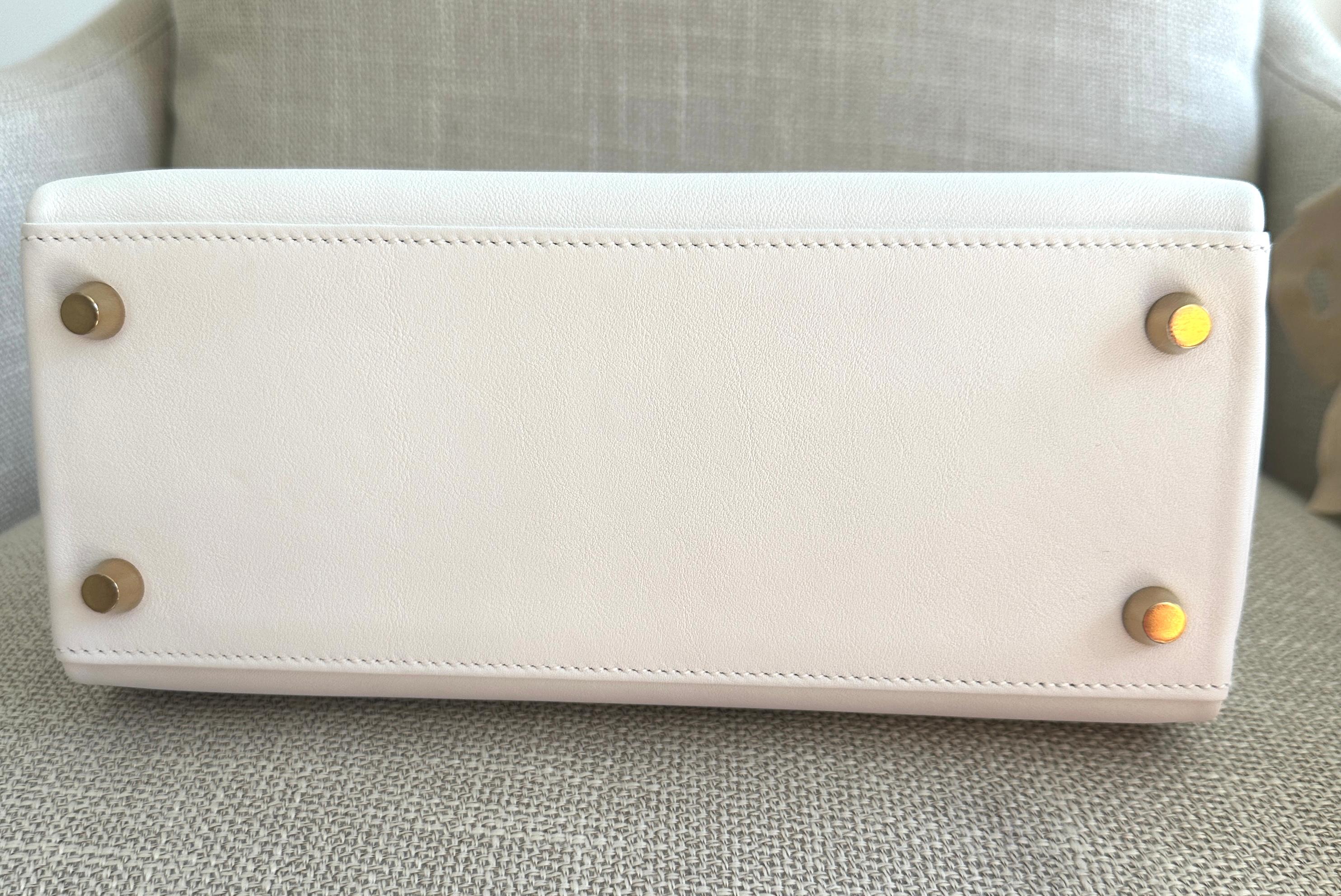 Hermes Kelly Retourne 25 New White Swift Gold Hardware 5
