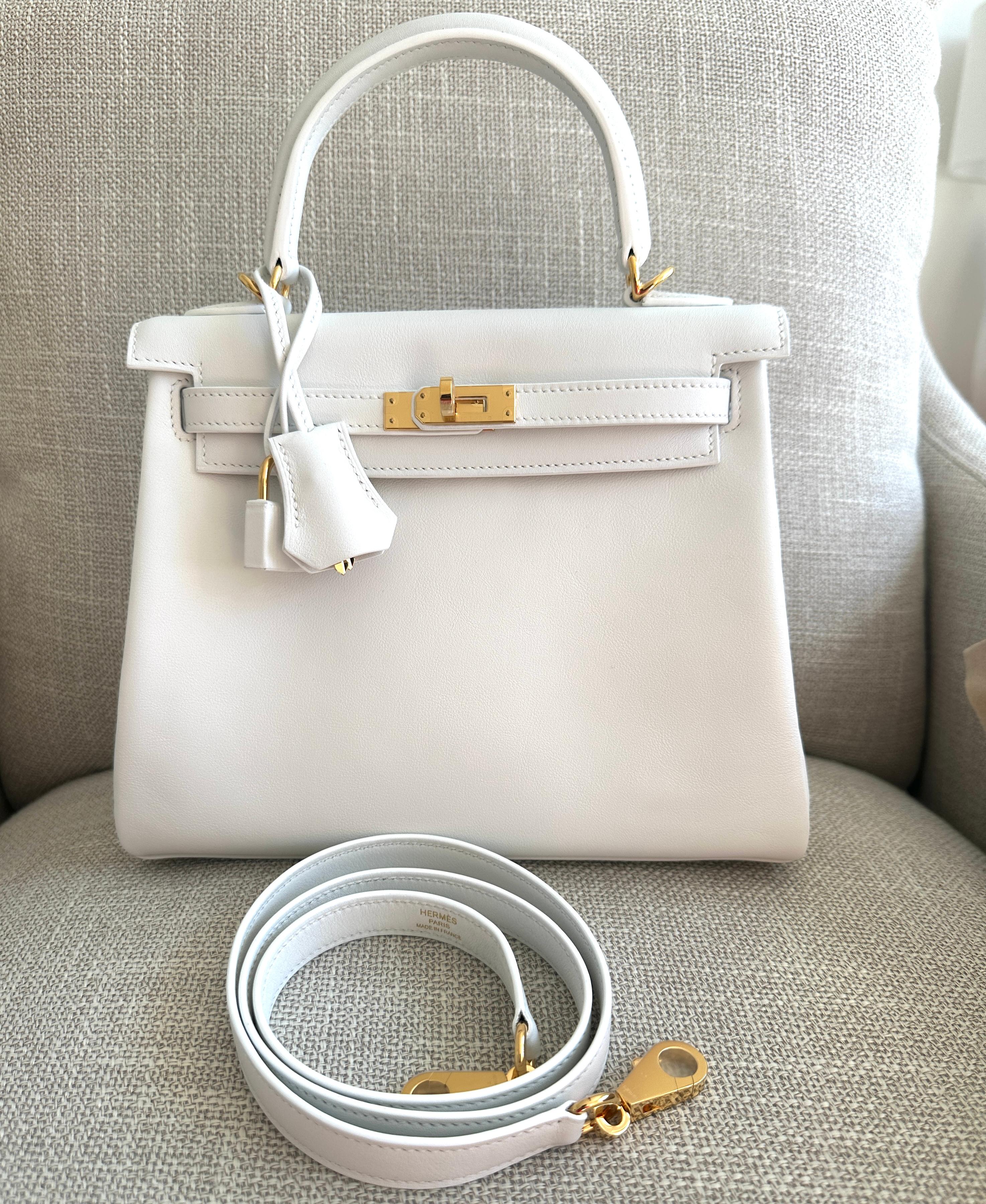 Hermes Kelly Retourne 25 New White Swift Gold Hardware 6