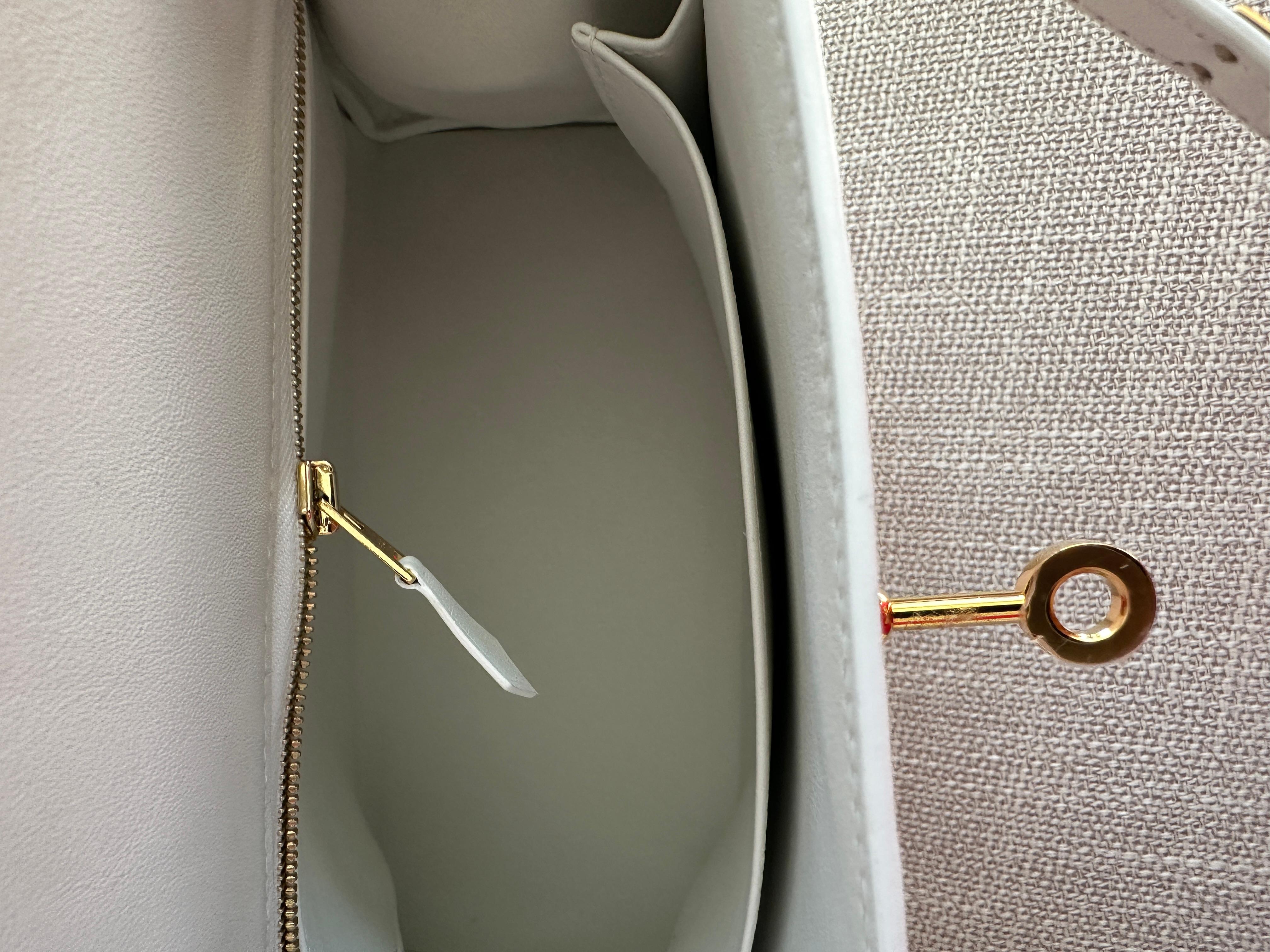 Women's or Men's Hermes Kelly Retourne 25 New White Swift Gold Hardware