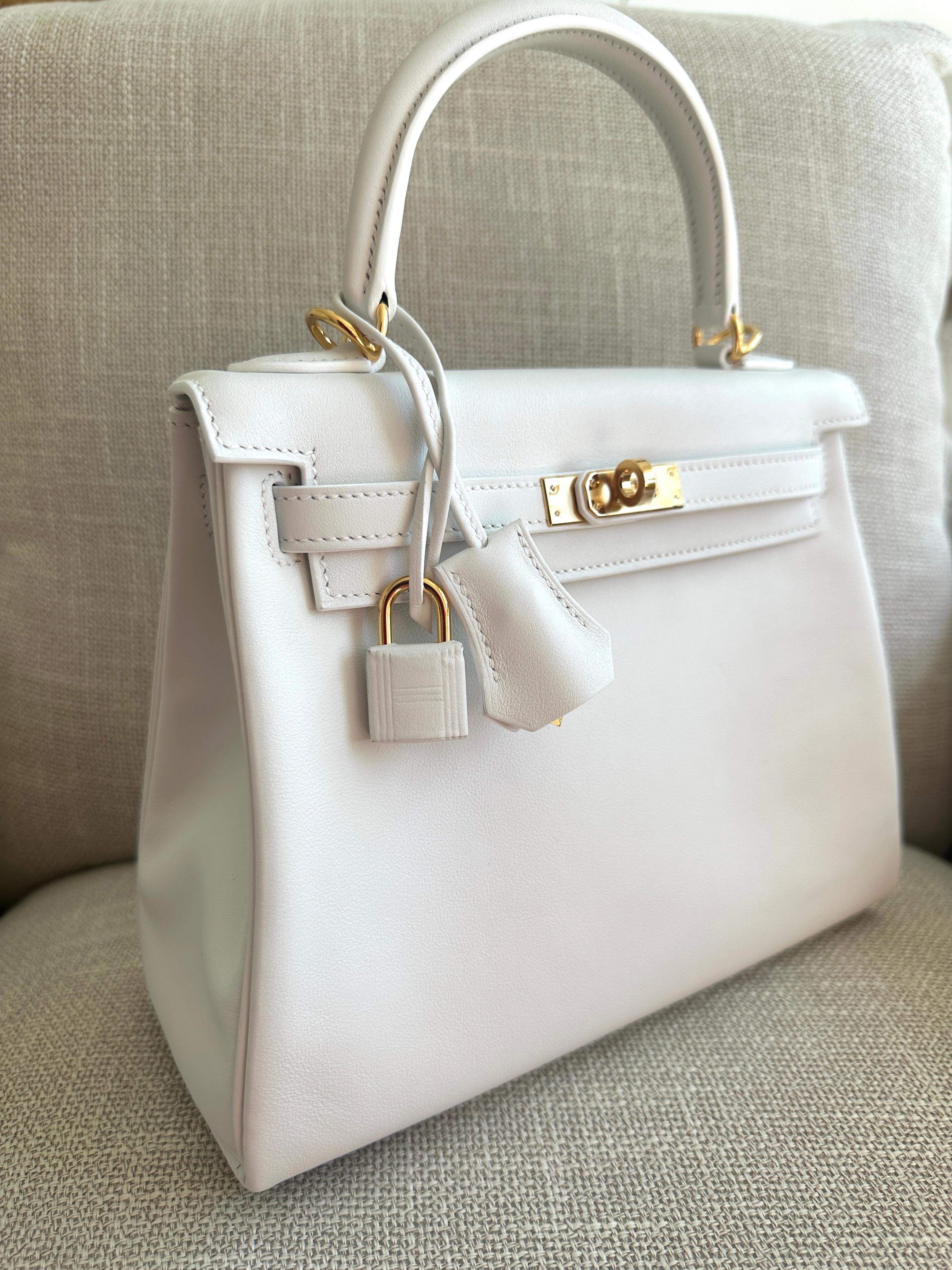 Hermes Kelly Retourne 25 New White Swift Gold Hardware 3