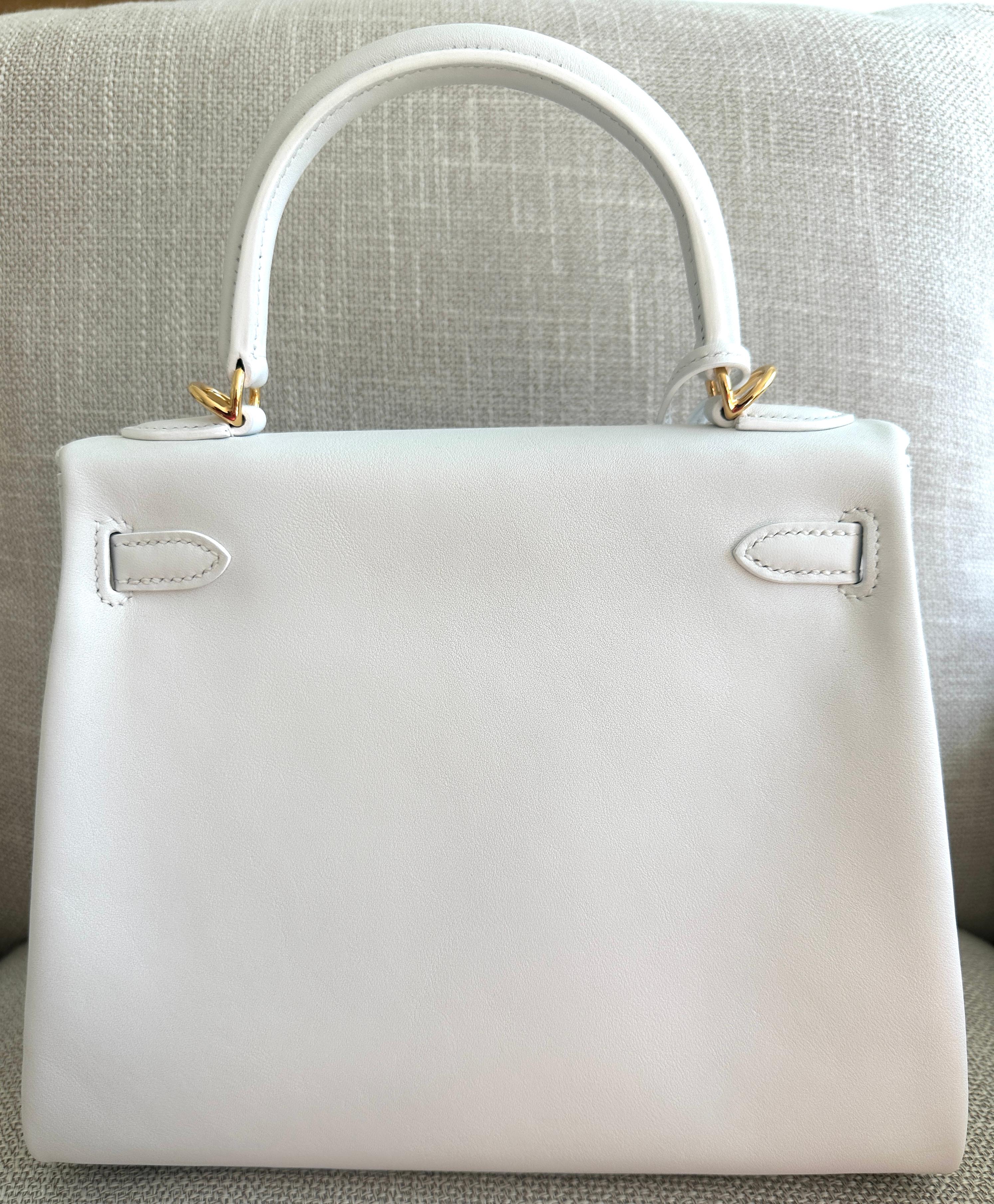 Hermes Kelly Retourne 25 New White Swift Gold Hardware 4