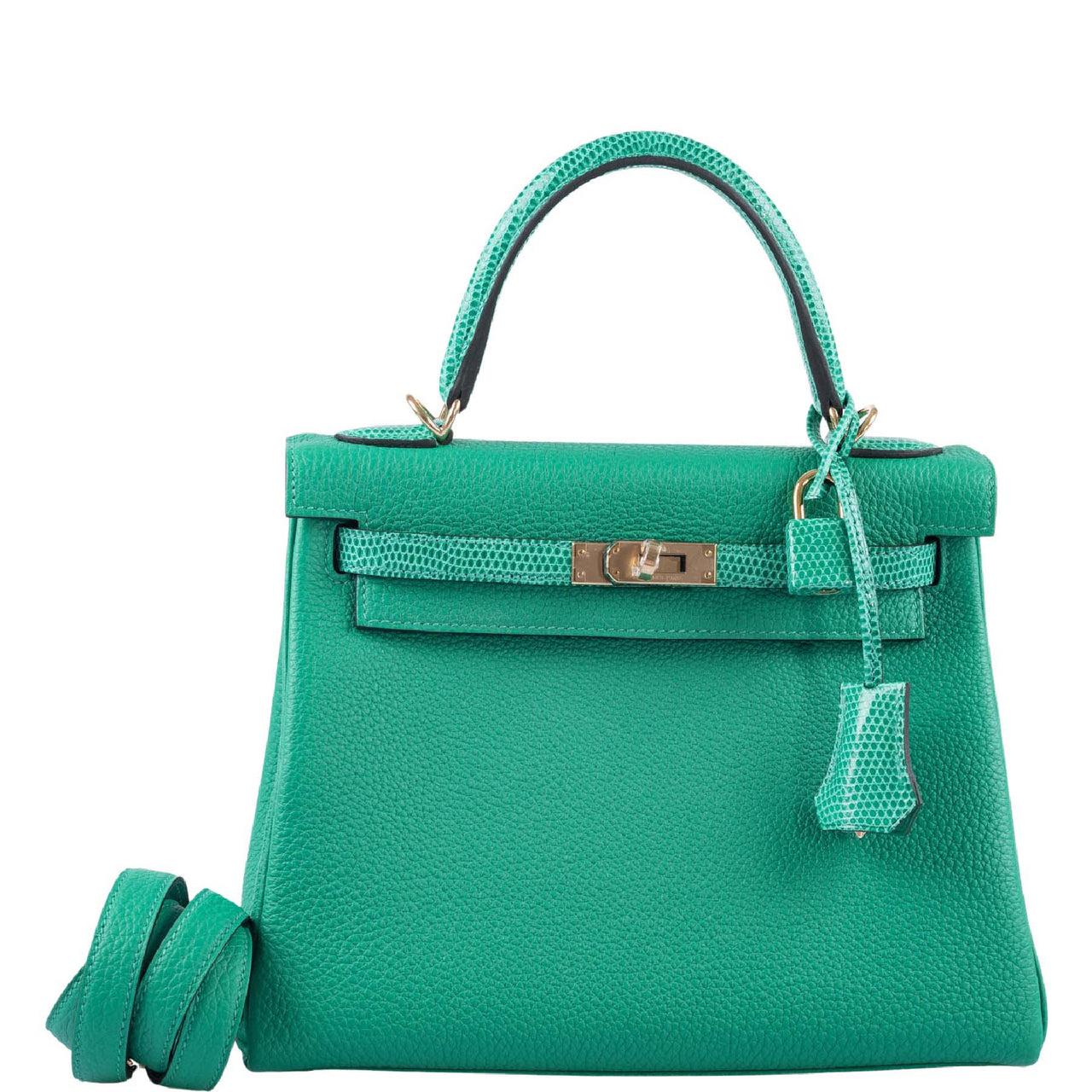 Hermès Togo & Matte Alligator Birkin Touch 25 - Green Handle Bags
