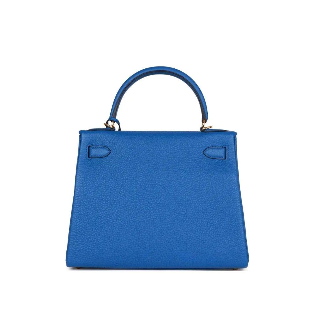 Hermes Kelly Retourne 28 Togo Bleu France Gold Hardware In New Condition In New York, NY