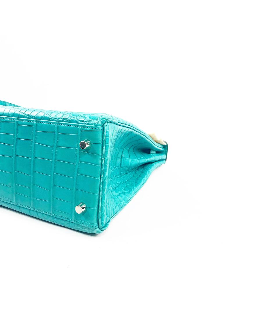 Hermès Kelly Retourne 32 Alligator Mississippiensis Mat Handbag w/ Scarf In New Condition In Beverly Hills, CA
