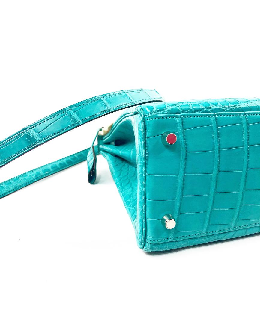 Hermès Kelly Retourne 32 Alligator Mississippiensis Mat Sac à Main avec Echarpe 2