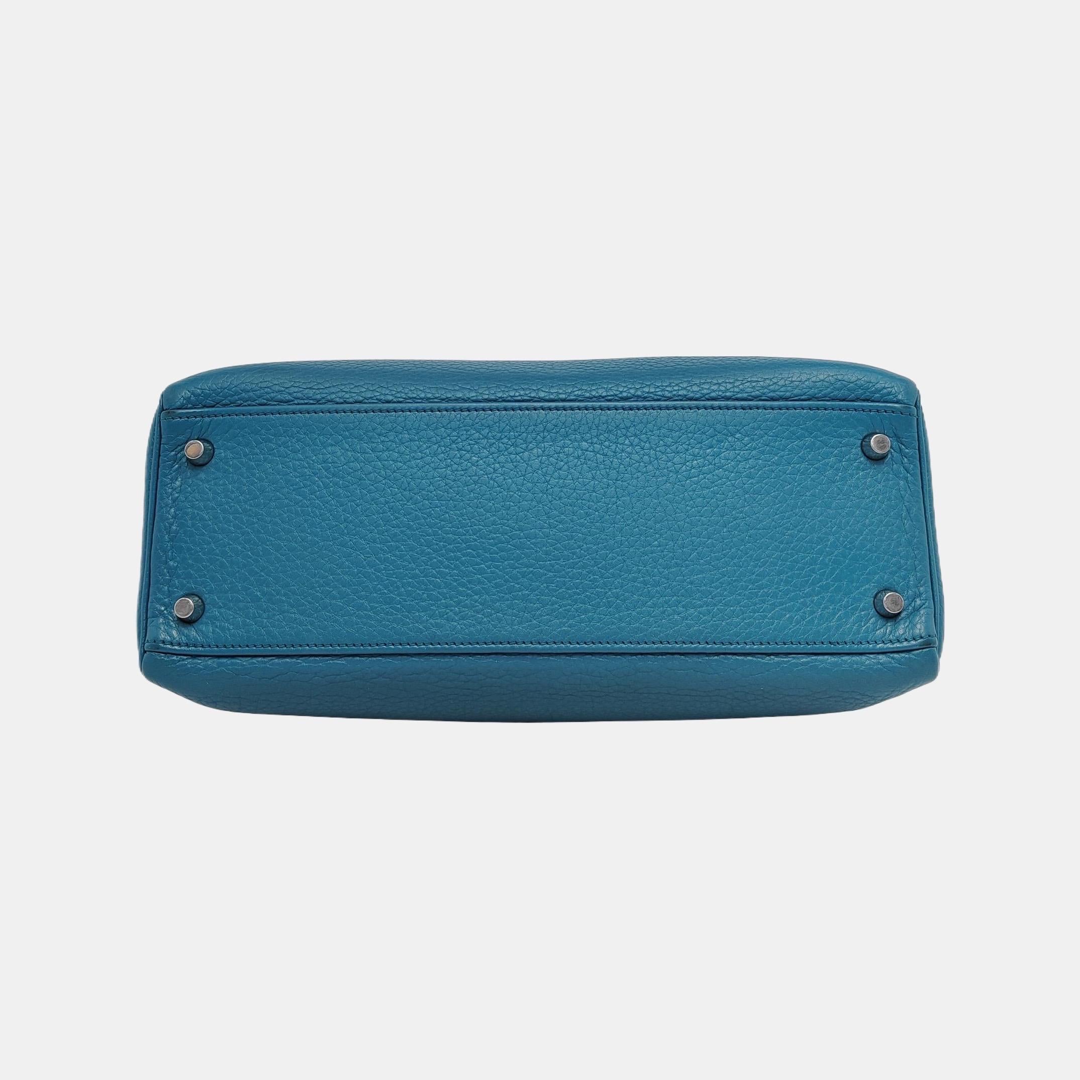 Hermes Kelly Retourne 32 Clemence Leather B3 Bleu Zanzibar Palladium Hardware 20 en vente 2