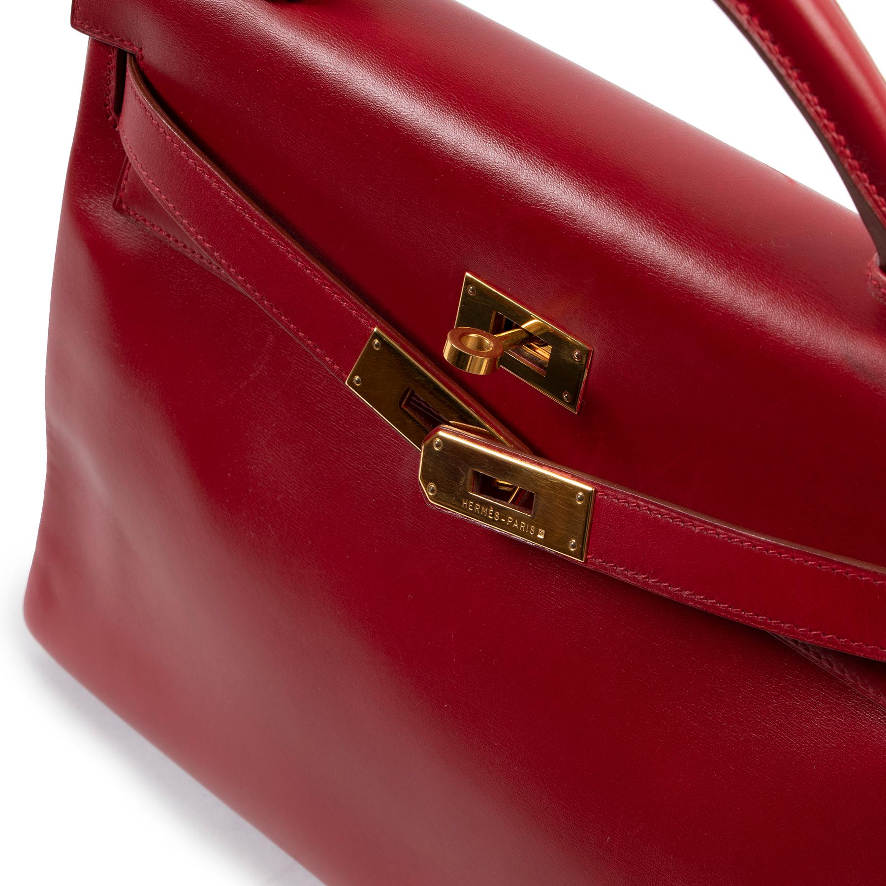 Hermès Kelly Retourne 32 Smooth Red Veau Tadelakt Calfskin GHW  1