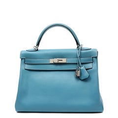 Hermès Kelly Retourne 32cm Handbag Blue Leather w PH