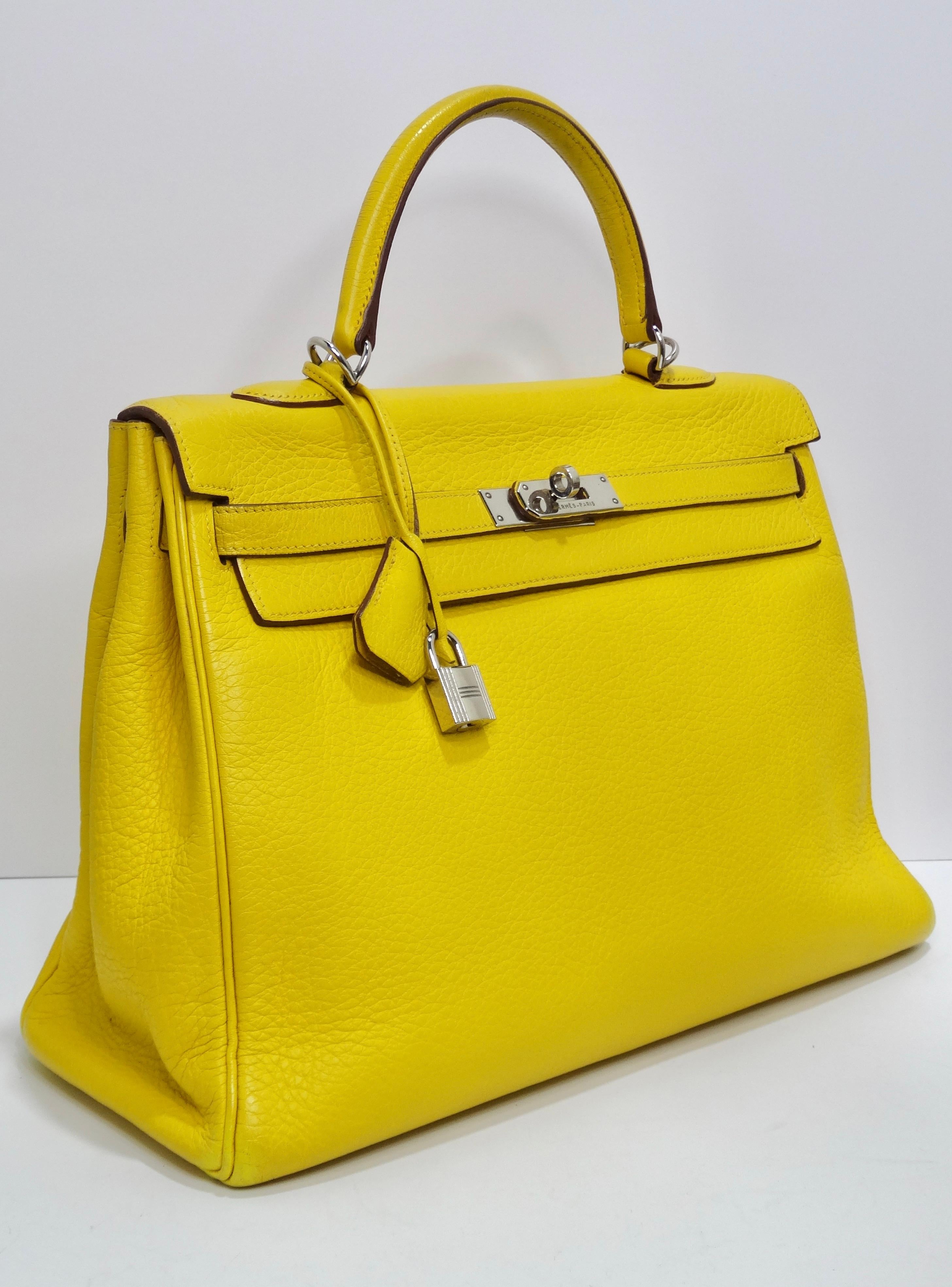 Yellow Hermès Kelly Retourne 34 Citron Togo Leather 