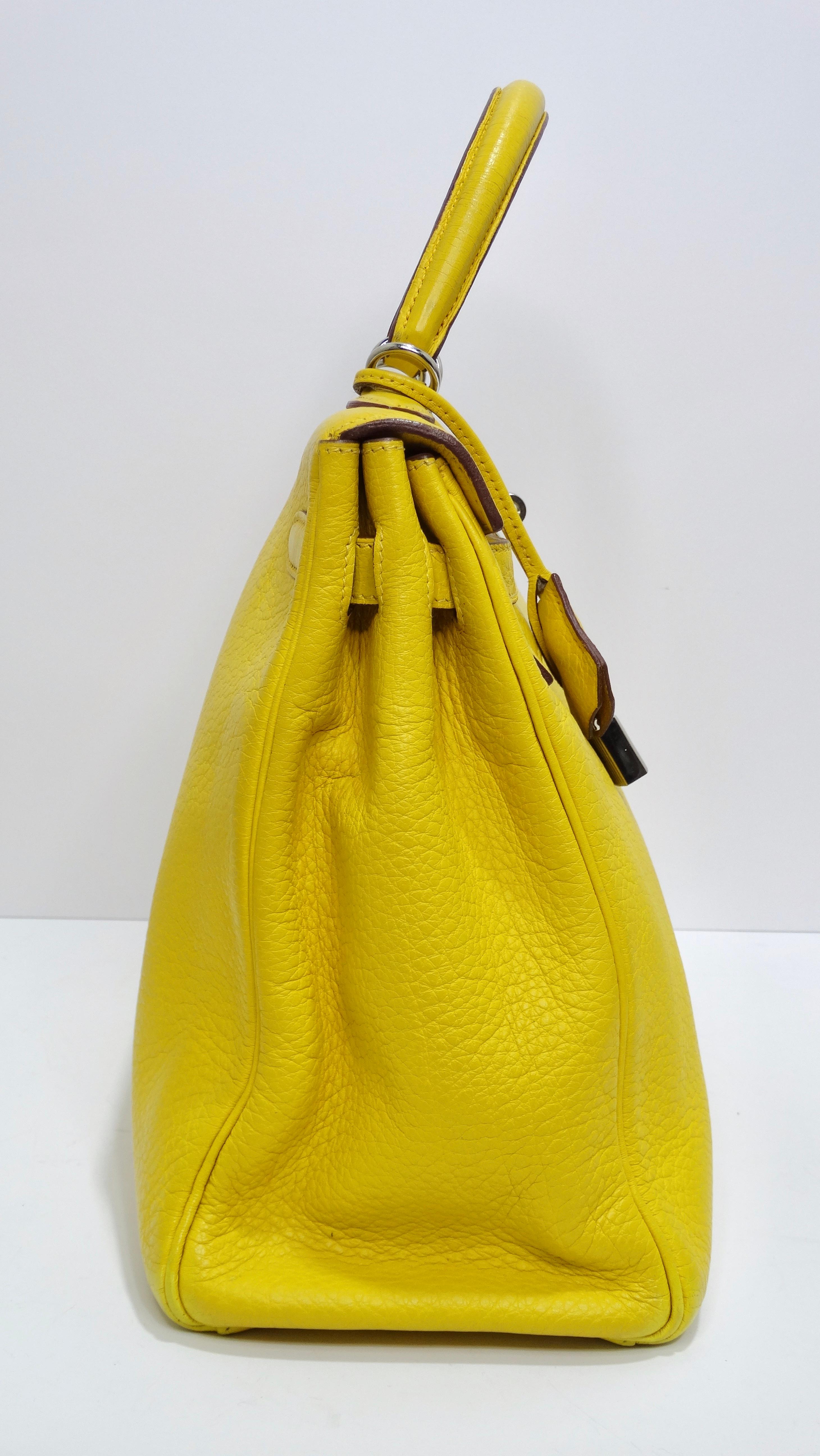 Hermès Kelly Retourne 34 Citron Togo Leather  In Good Condition In Scottsdale, AZ