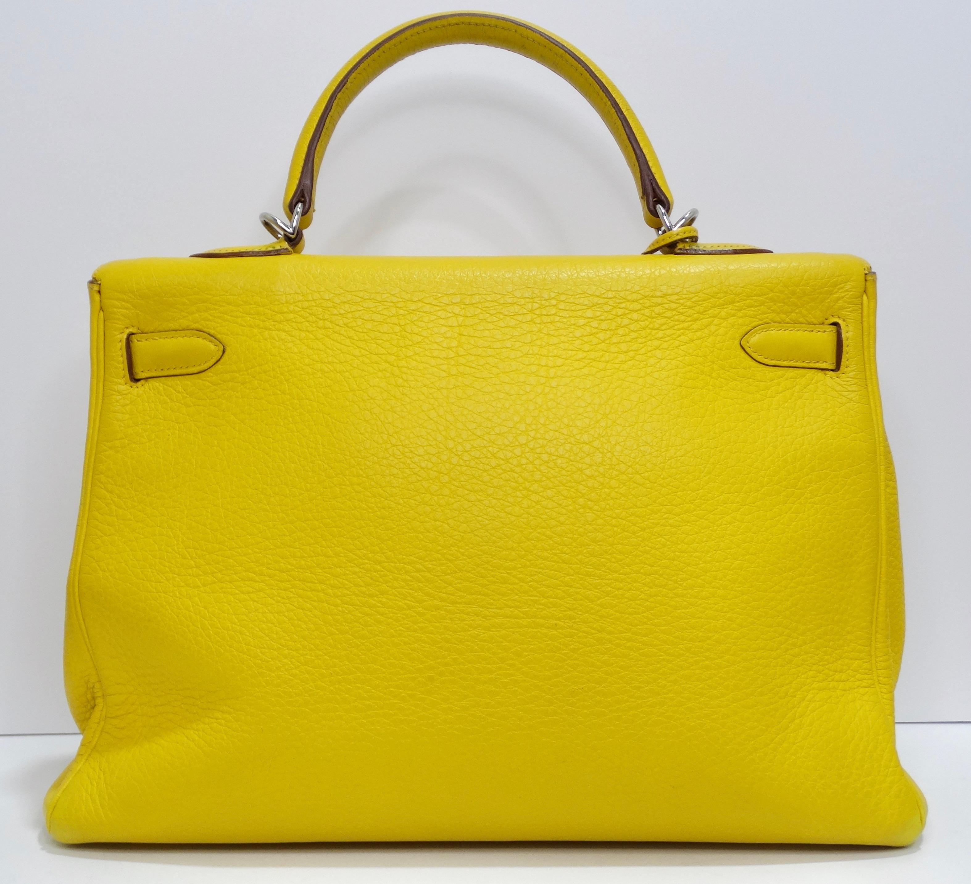 Women's or Men's Hermès Kelly Retourne 34 Citron Togo Leather 