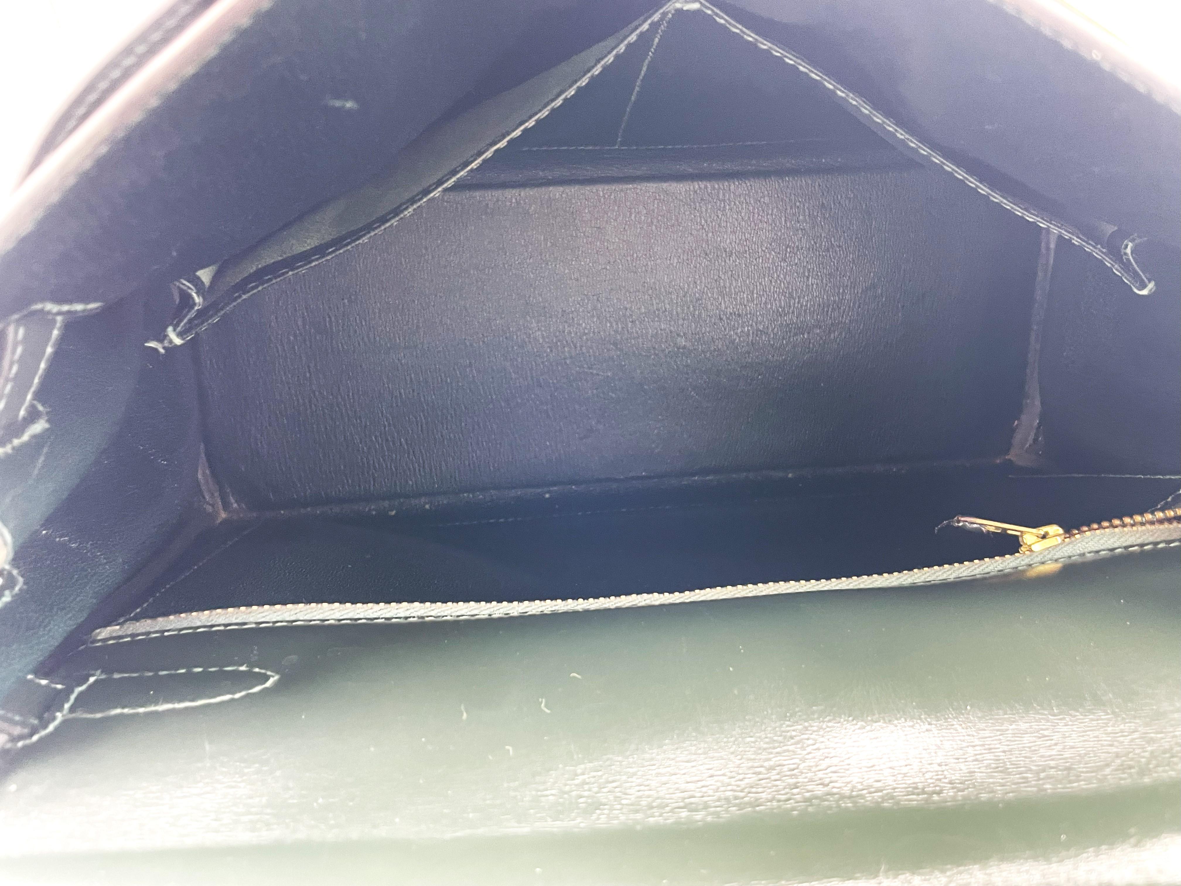 BORSA HERMÉS KELLY RETOURNE, vitello Box, angolo Swift vert, S in Circel -  1989 in vendita 8